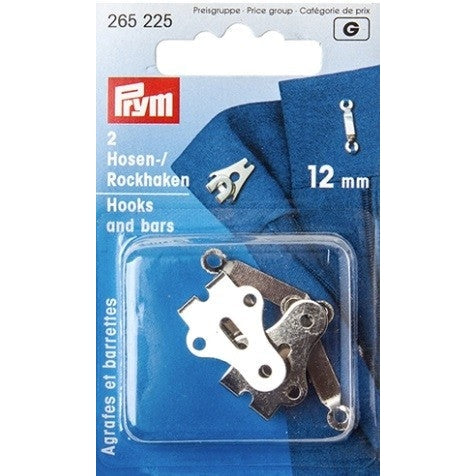 Hook and Bar Closures - 12mm, Silver