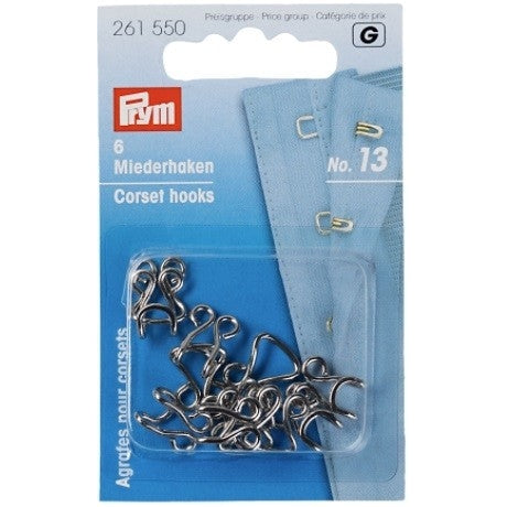 Hook and Eye Closures - No. 13, Silver