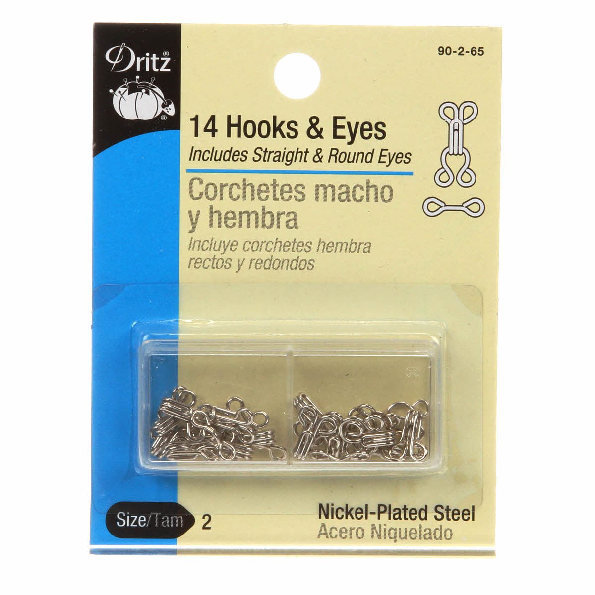 Hooks, Eyes and Loops Size 2, Nickel