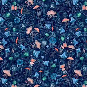 Illuminary Sea Jelly Fish Navy ½ yd-Fabric-Spool of Thread