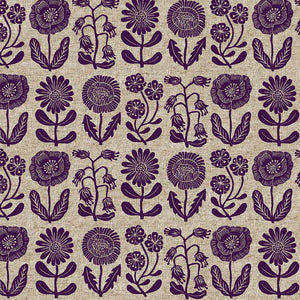 In The Dawn Linen Cotton Canvas Stems Purple ½ yd-Fabric-Spool of Thread