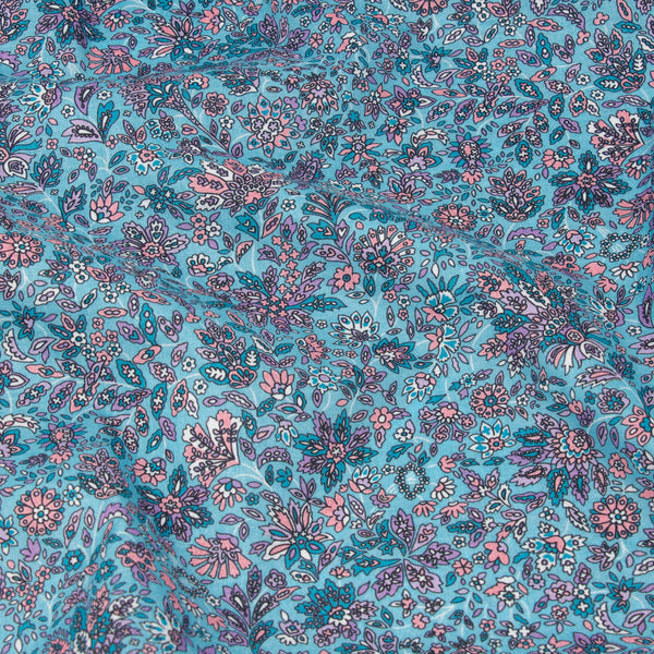 London Calling Cotton Lawn Floral Dusty Blue ½ yd-Fabric-Spool of Thread
