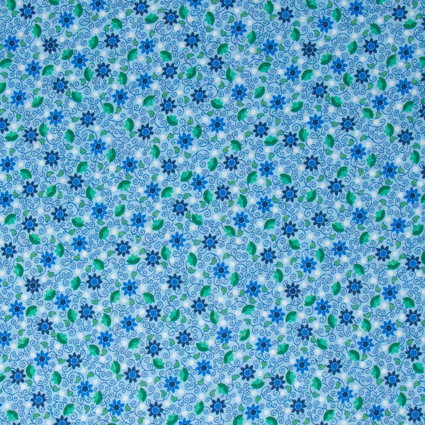 London Calling Cotton Lawn Flower Field Blue ½ yd-Fabric-Spool of Thread