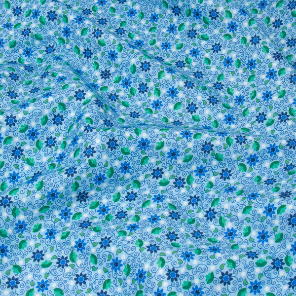 London Calling Cotton Lawn Flower Field Blue ½ yd-Fabric-Spool of Thread