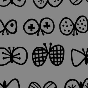Nordic Butterflies Grey ½ yd-Fabric-Spool of Thread