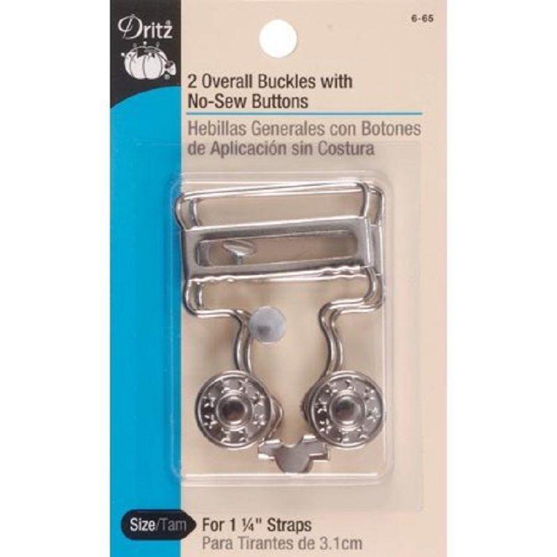 Overall Buckles With No-Sew Buttons 1 1/4" Nickel-Notion-Spool of Thread