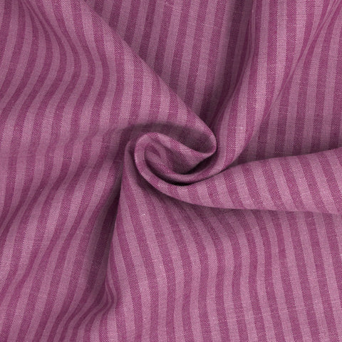 Powell Washed Linen Cotton Stripe Raspberry Sorbet ½ yd-Fabric-Spool of Thread