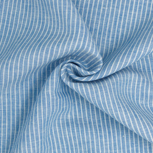 Powell Washed Linen Cotton Stripe Sky Blue ½ yd-Fabric-Spool of Thread
