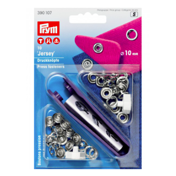 Ring Snap Fasteners Kit, Jersey, 10mm, Silver-Notion-Spool of Thread
