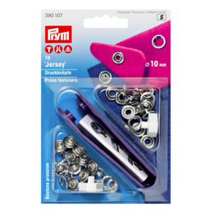 Ring Snap Fasteners Kit, Jersey, 10mm, Silver-Notion-Spool of Thread