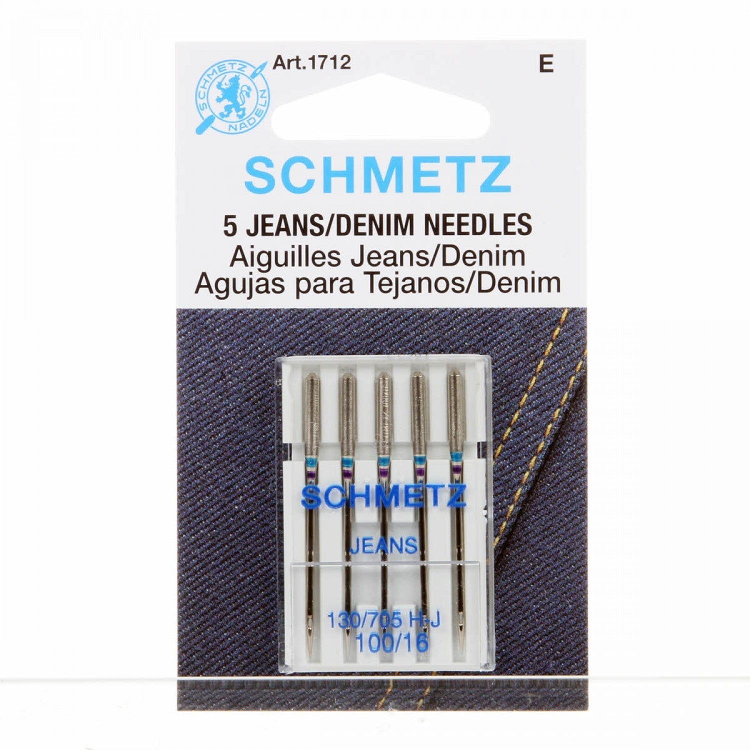 Schmetz Jeans Sewing Machine 5 Needle Pack, 100/16-Notion-Spool of Thread