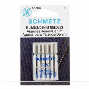 Schmetz Jeans Sewing Machine Needle 5 Pack, Assorted 90/100/110