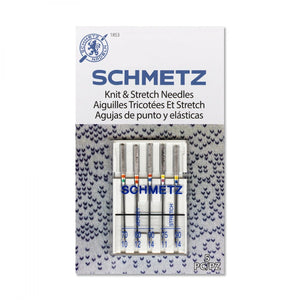 Schmetz Knit + Stretch Sewing Machine 5 Needle Pack, Jersey 70/80/90, Stretch 75/90-Notion-Spool of Thread