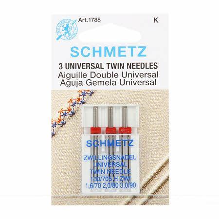 Schmetz Universal Twin Sewing Machine 3 Needle Pack, Assorted 1.6/2.0/3.0