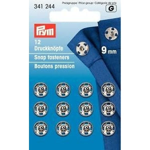 Sew-On Snap Fasteners, 9mm, Silver-Notion-Spool of Thread