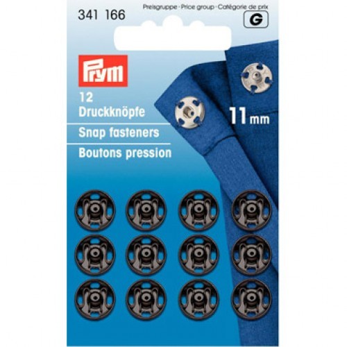 Sew-on Snap Fasteners, 11mm, Black-Notion-Spool of Thread