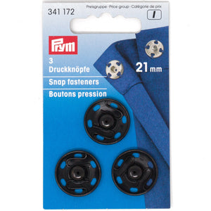 Sew-on Snap Fasteners, 21mm, Black-Notion-Spool of Thread