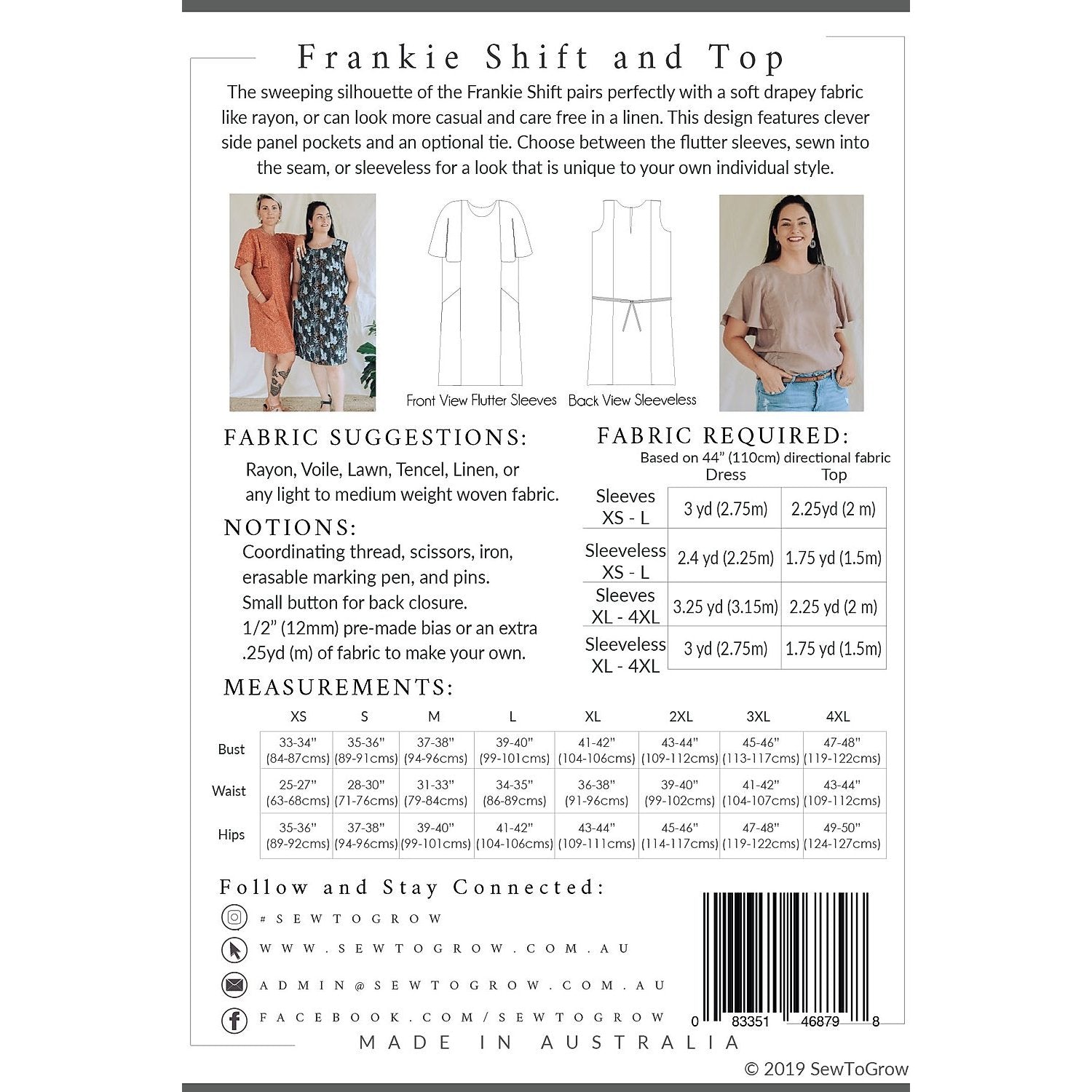 Sew to Grow Frankie Shift and Top Paper Pattern-Pattern-Spool of Thread