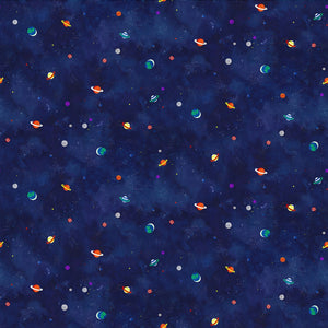 Space Small Planets Navy ½ yd-Fabric-Spool of Thread