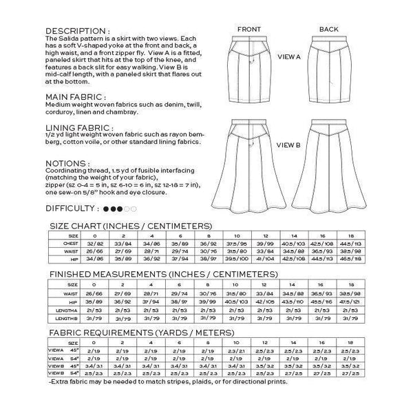 True Bias Salida Skirt Paper Pattern-Pattern-Spool of Thread