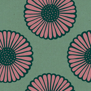 Unruly Nature Cotton Linen Canvas African Daisy Soft Aqua ½ yd-Fabric-Spool of Thread